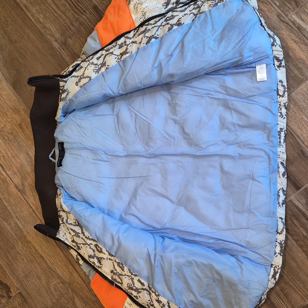 Central Park West Wesley Snakeskin Print Full Zip Puffer Jacket, XS - Picture 8 of 16